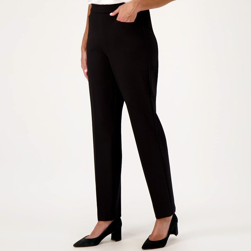 Susan Graver Petite Smart Ponte Knit Slim Leg Pants  16565